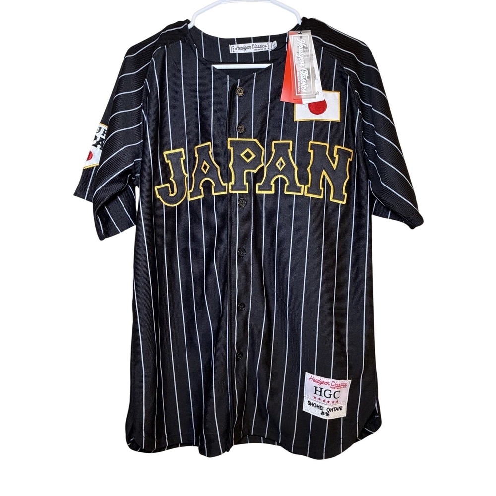 Shohei Ohtani #16 Japan Jersey Black Pinstripe Headgear Classics S Baseball‎
